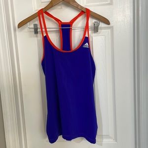 adidas Tech Fit Blue and Orange Activewear tank Top Sz M EUC